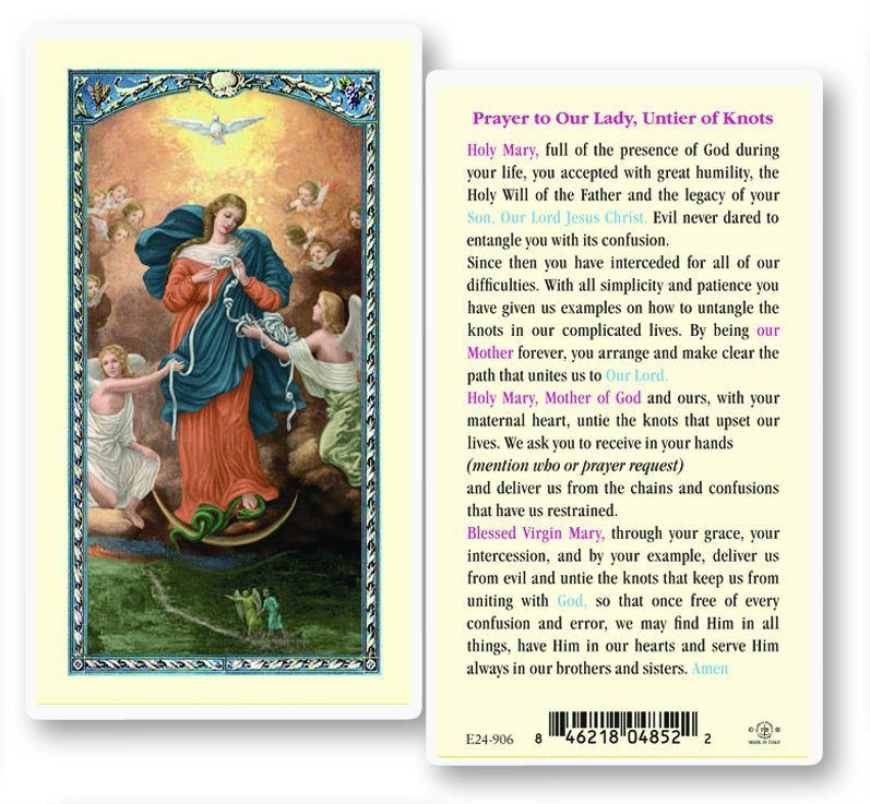 Our Woman Untier of Knots Laminated Holy Card - St. Jude Retail store image relating to The Knots Prayer Printable named Our Female Untier of Knots Laminated Holy Card - St. Jude Retail outlet